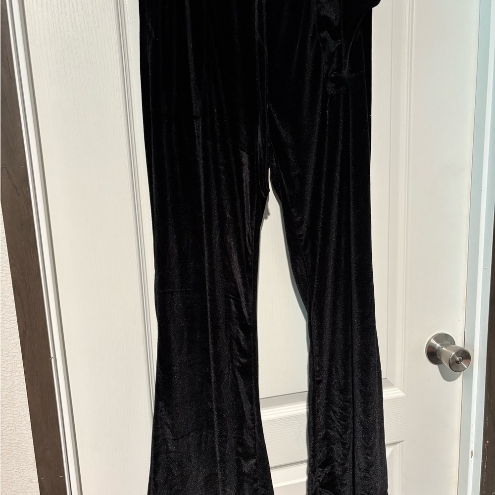 SHEIN Black Velvet Track Pants